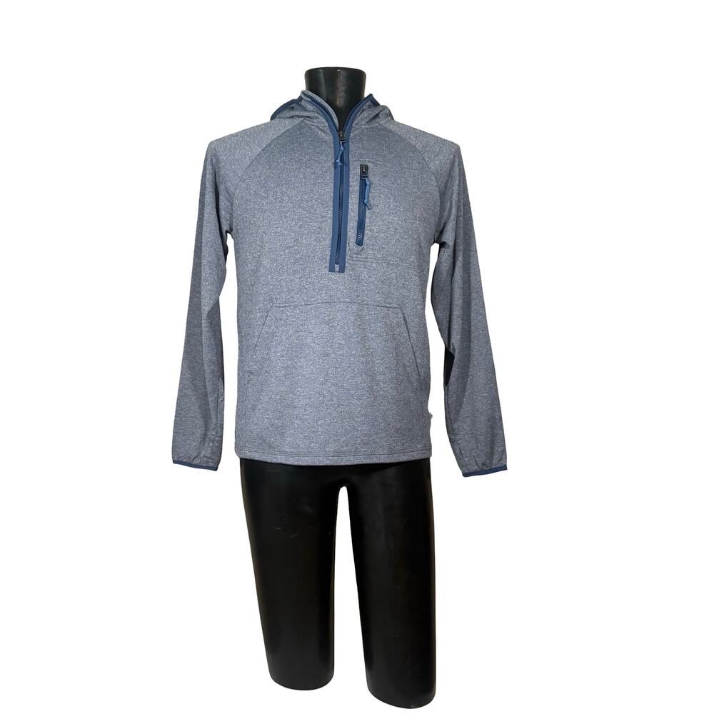 REI Co-op Active Pursuits Grid Fleece Hoodie Mens M Blue Heather Quarter Zip